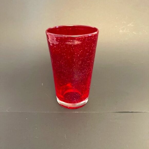 Set of 4 Blown Ruby Red Bubble Glass Tumblers – 16oz, Vintage Charm - Picture 2 of 5